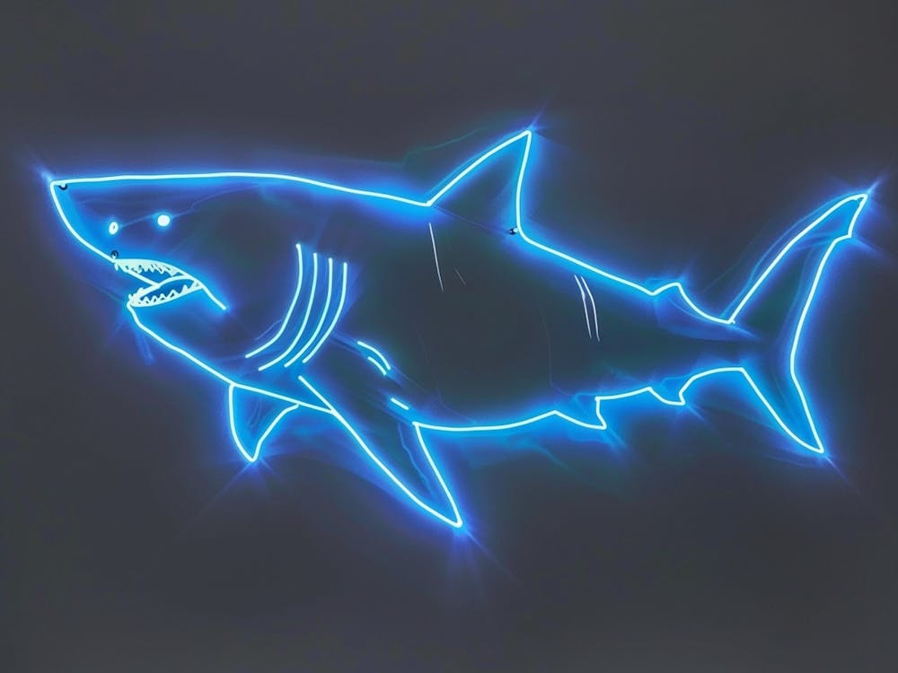 Blue Neon Great White Shark 1
