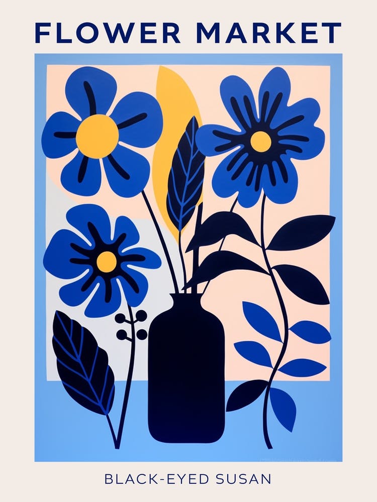 Blue Flower Market Poster Black Eyed Susan 2
