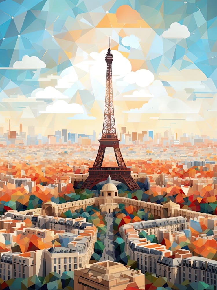 Paris, France, Geometric Illustration 3