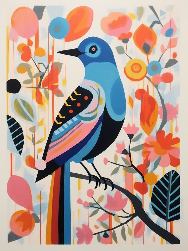 Colourful Scandi Bird Bluebird 2