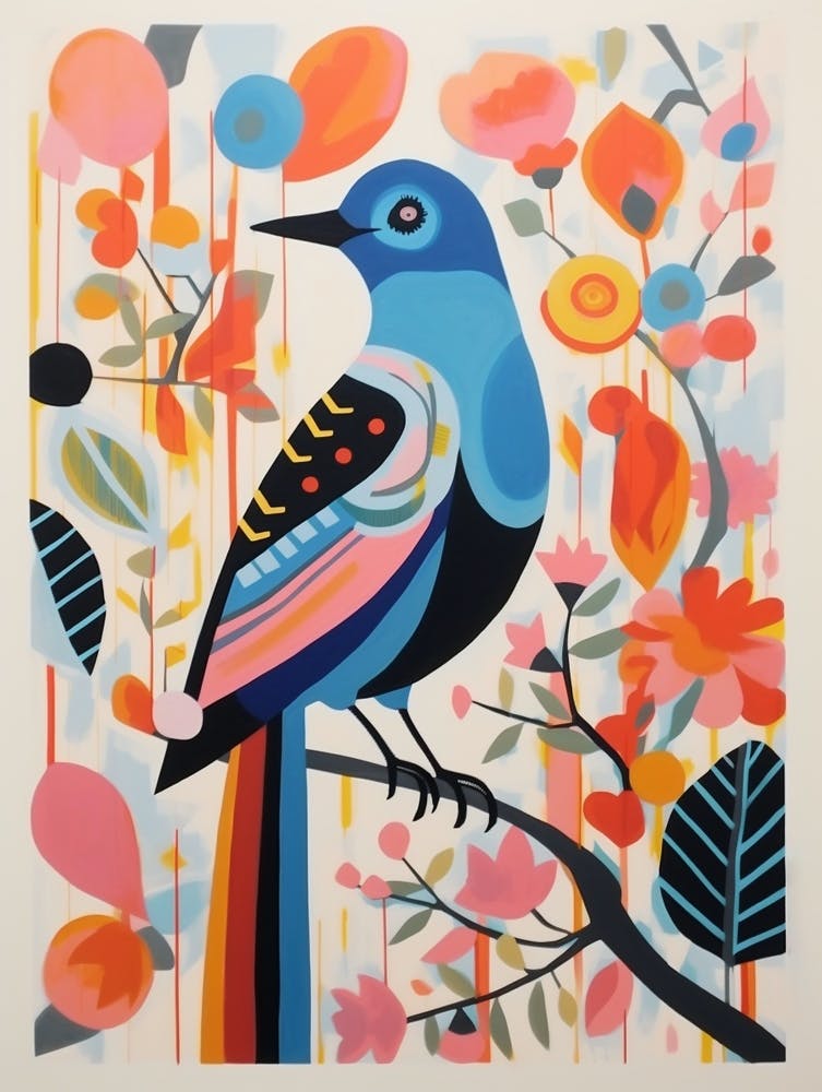 Colourful Scandi Bird Bluebird 2