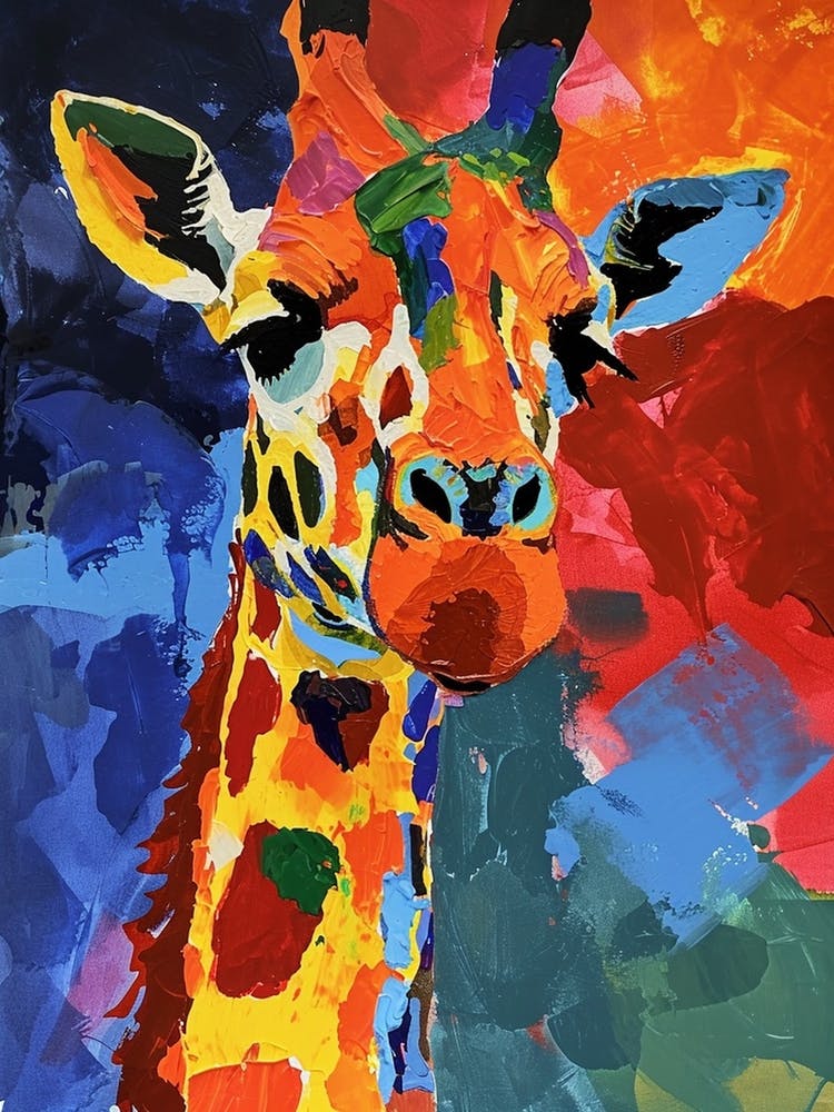 Giraffenporträt Ölgemälde Inspiriert 3