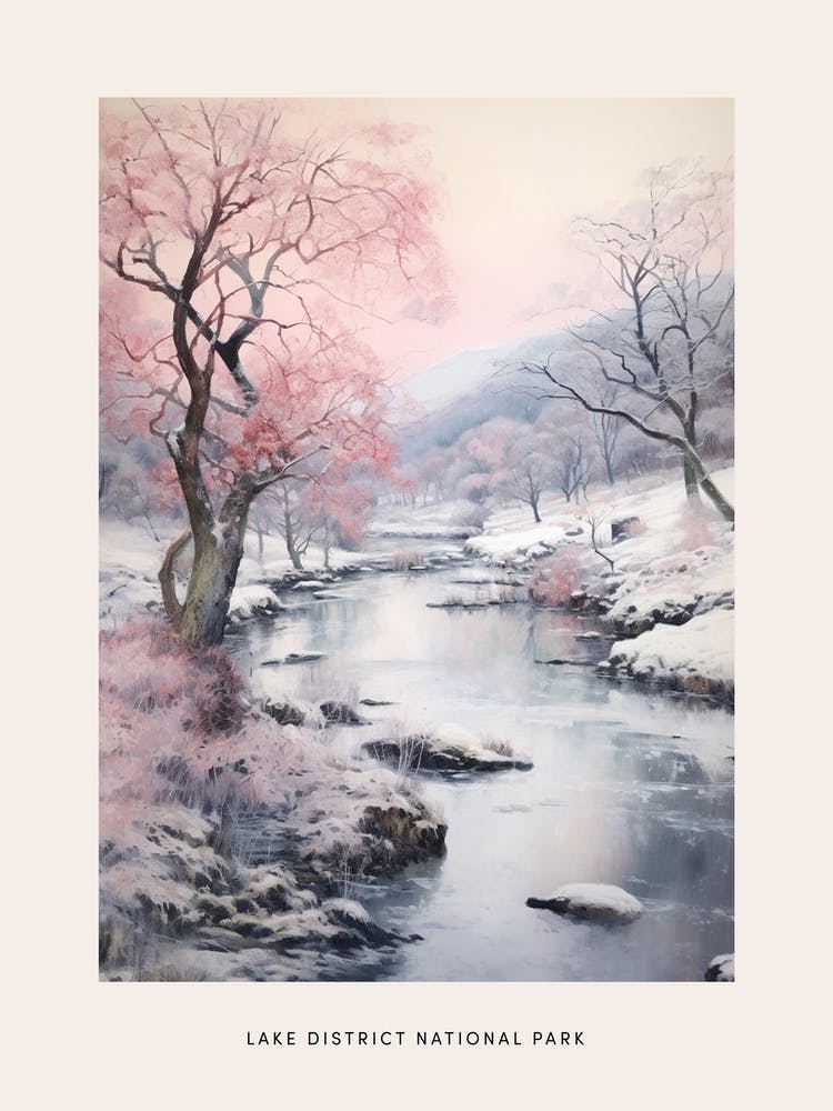 Dreamy Winter National Park Poster  Lake District National Park United Kingdom 2