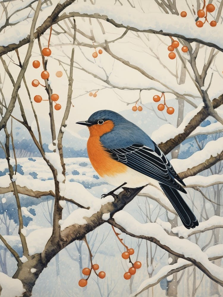 Winter Bird Painting Bluebird 2