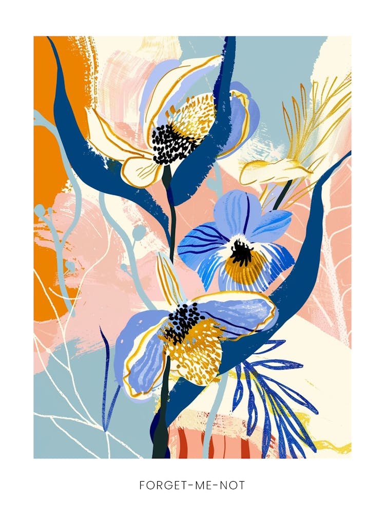 Colourful Flower Illustration Poster Forget Me Not 7