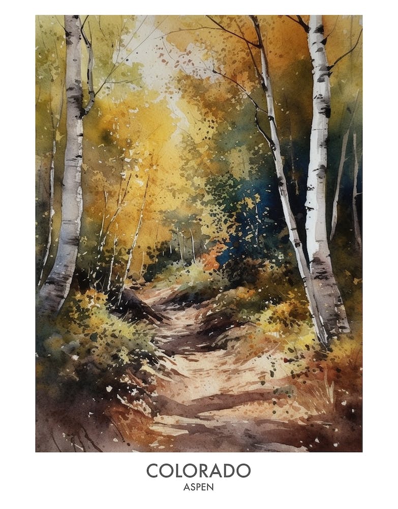 Aspen Colorado 1 Watercolor Travel Poster