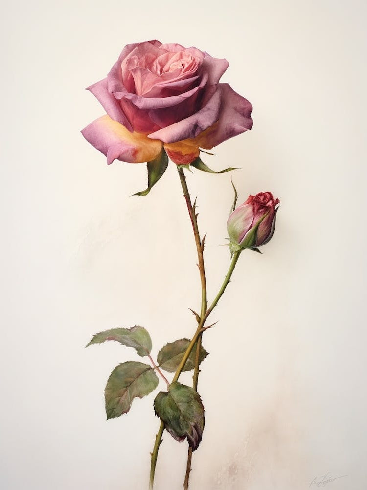 Pressed Flower Botanical Art Rose 1