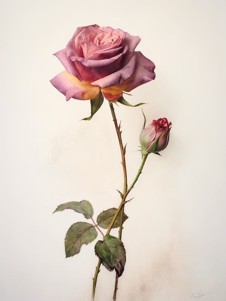 Pressed Flower Botanical Art Rose 1