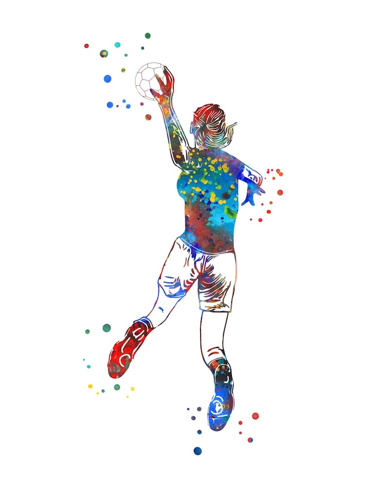 Handball Player Girl Hits The Ball 4