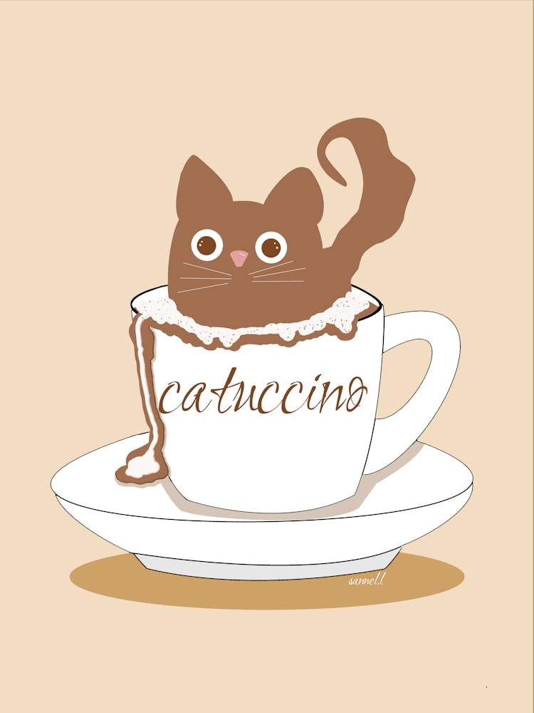 Cat In A Cup Cappuccino