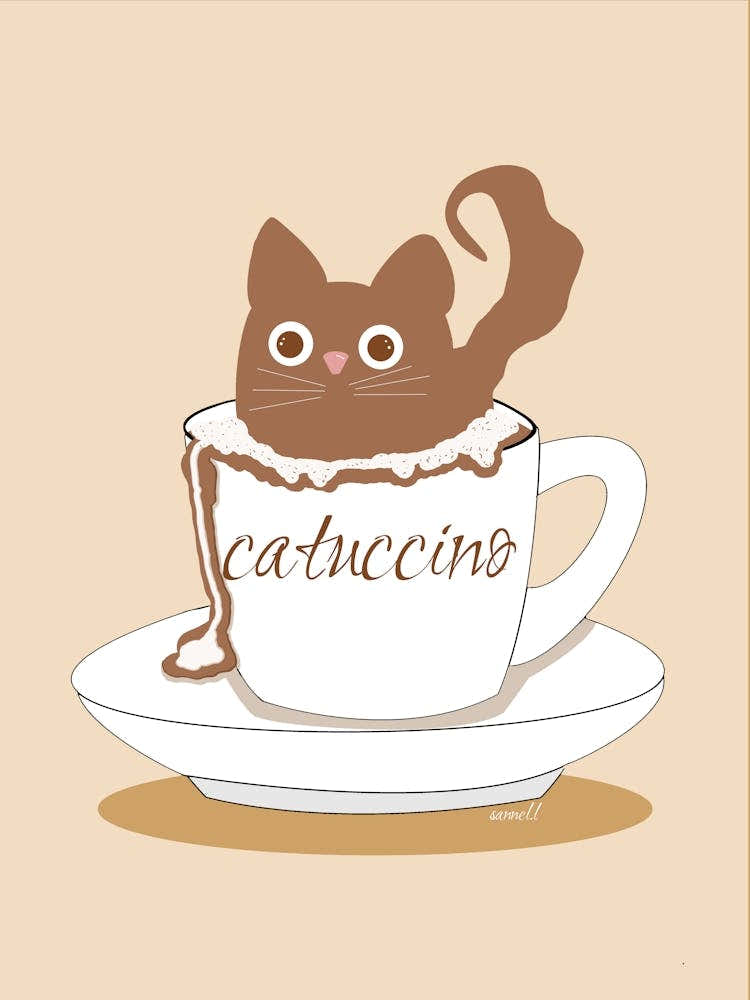 Cat In A Cup Cappuccino
