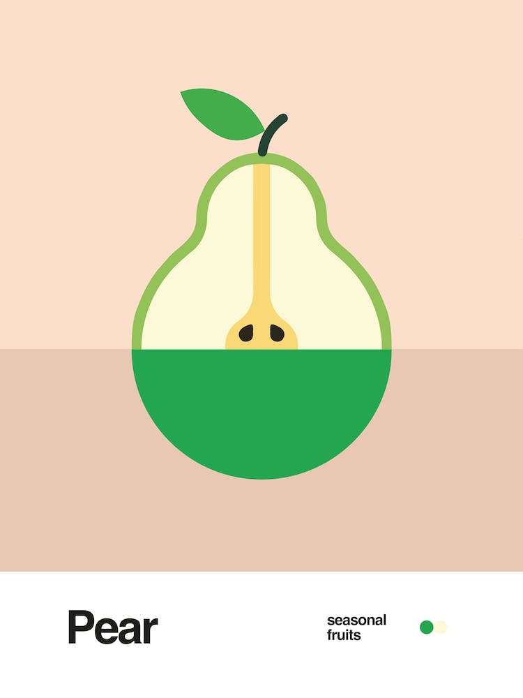 Minimalist Pear Poster - Seasonal Fruits