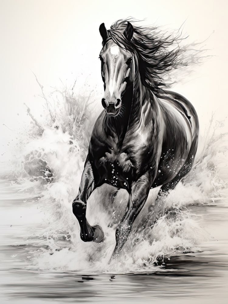 A Horse Oil Painting In  Maldives Beaches, Maldives, Portrait 4