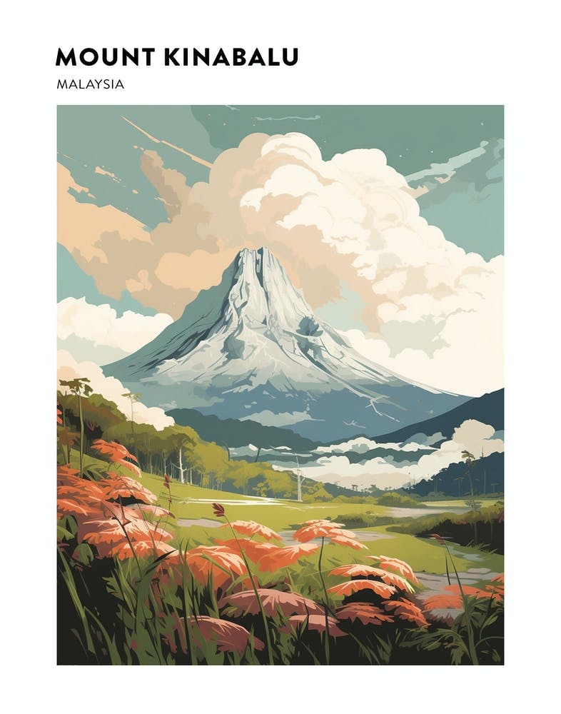 Mount Kinabalu Malaysia Hiking Trail Landscape Poster