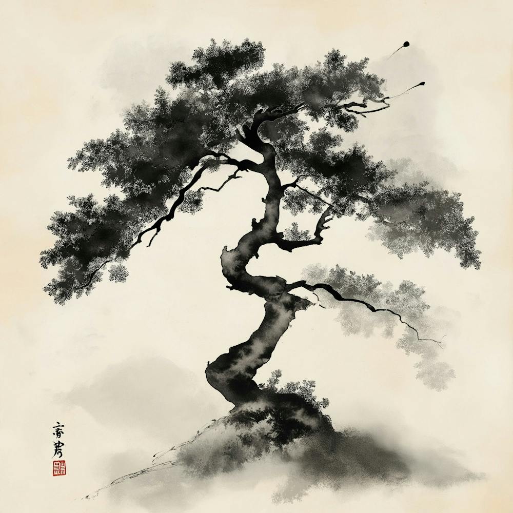 Diumamedia A Traditional Japanese Sumi E Ink Painting Of A Japa
