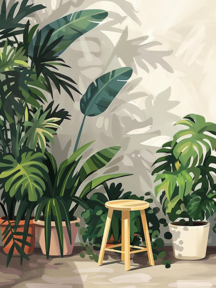 Illustration Of A Tropical Garden