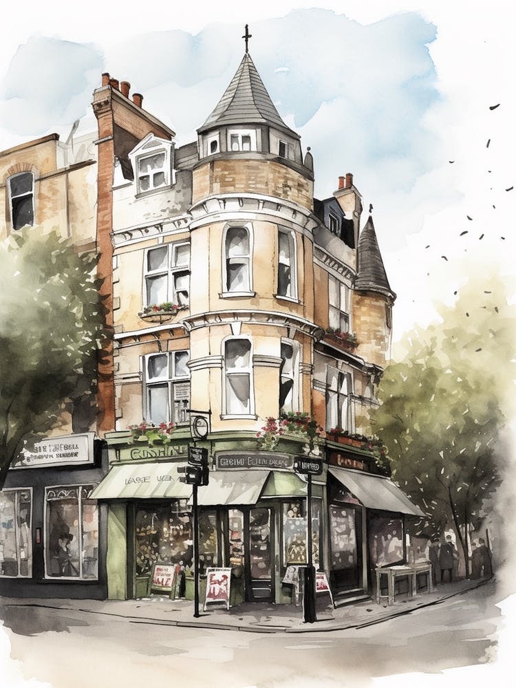 Bethnal Green London Neighborhood Watercolour 1