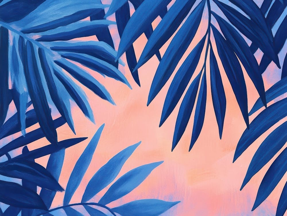 Blue Palm Leaves 2
