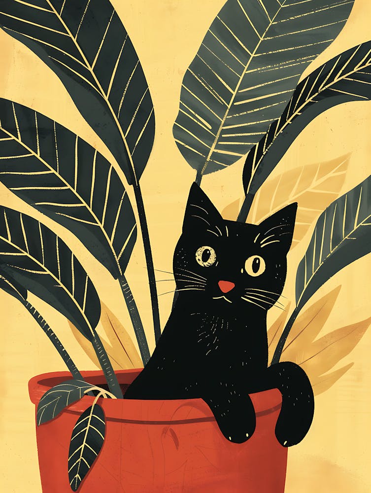 Adorable Chat Noir dans un Pot de Fleur 17