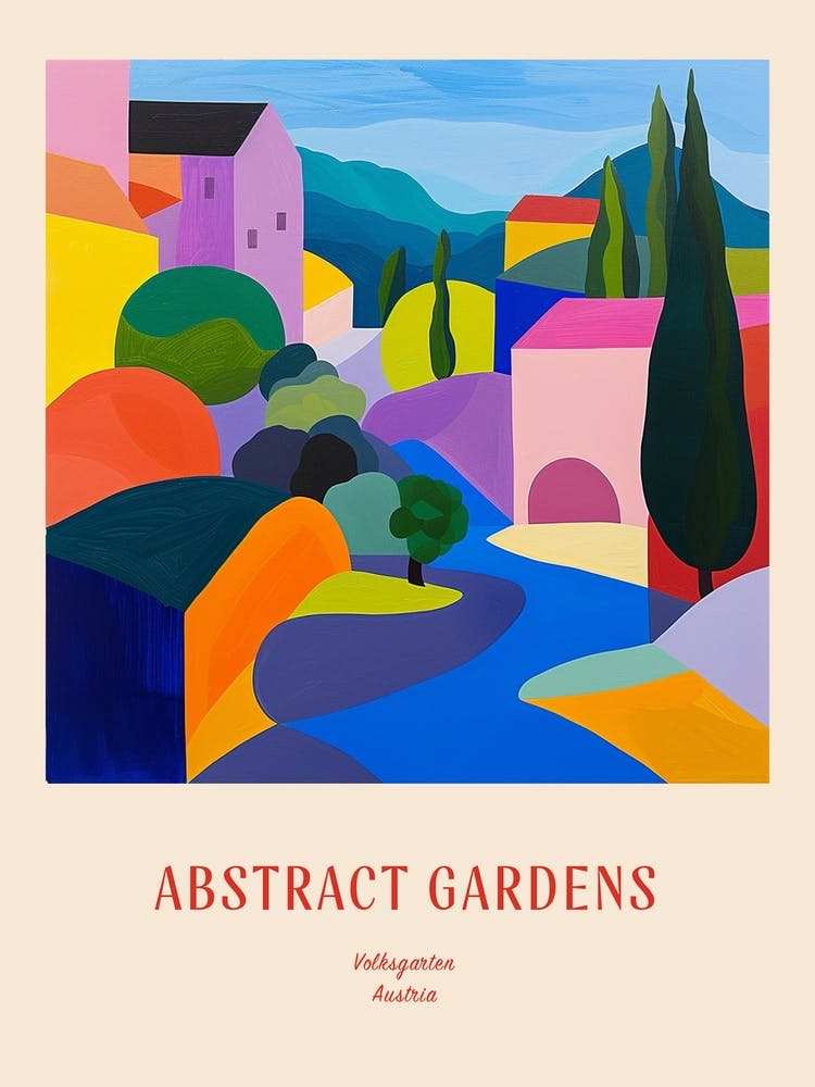 Bunte Gärten Volksgarten Austria 3 Rotes Poster