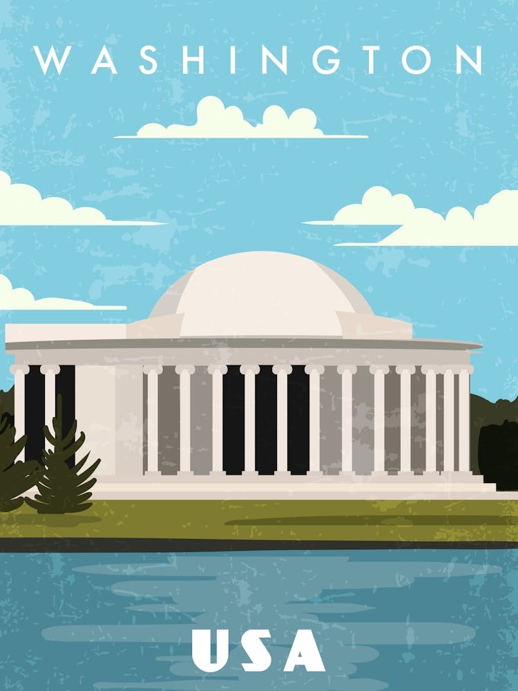 Washington, USA — Retro travel minimalist poster 1