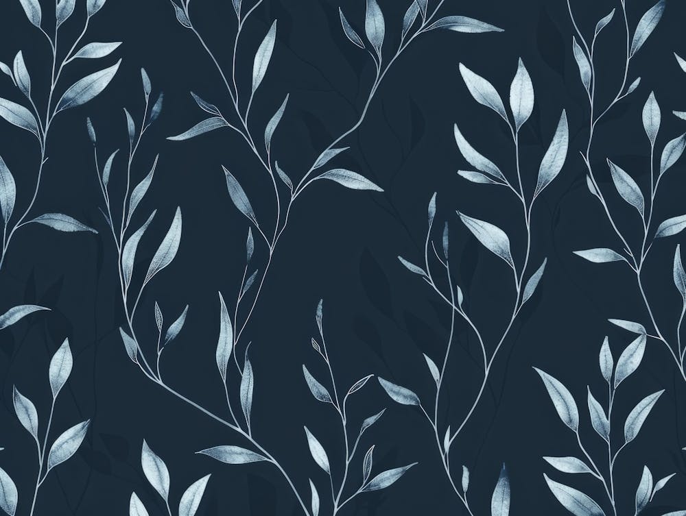 Leaves On A Blue Background 1