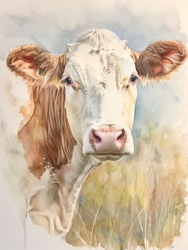 Cow Pastel Watercolour 2