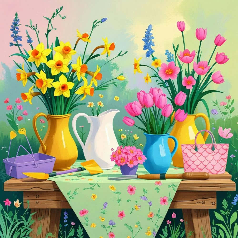Garden Table With Flowers