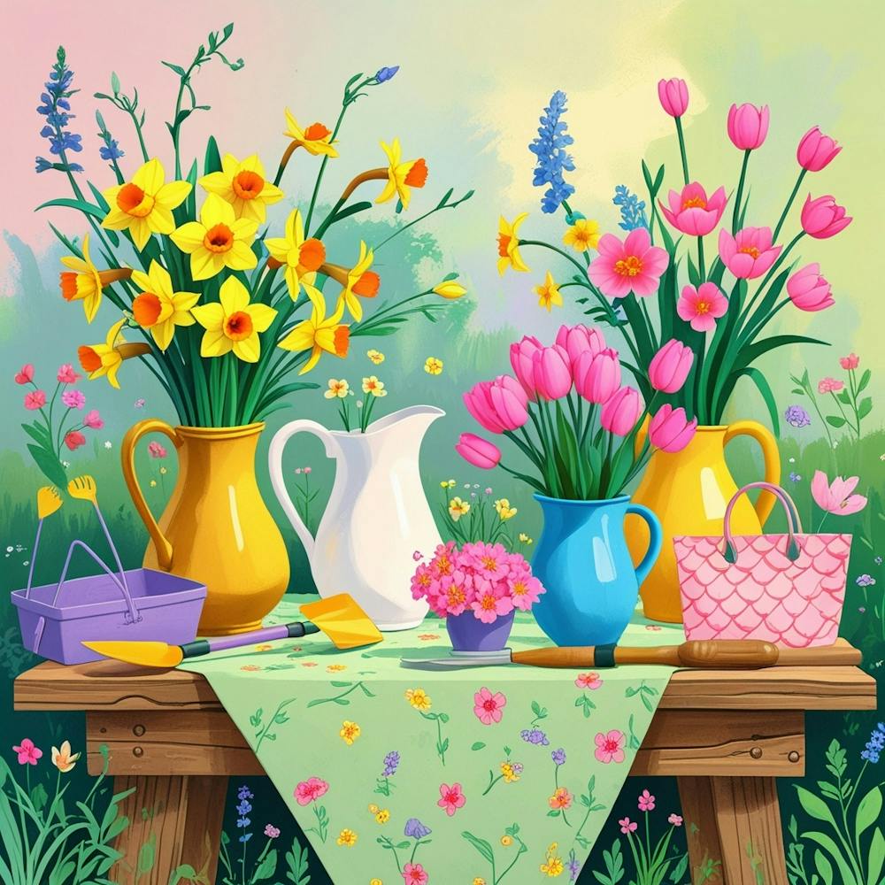 Garden Table With Flowers
