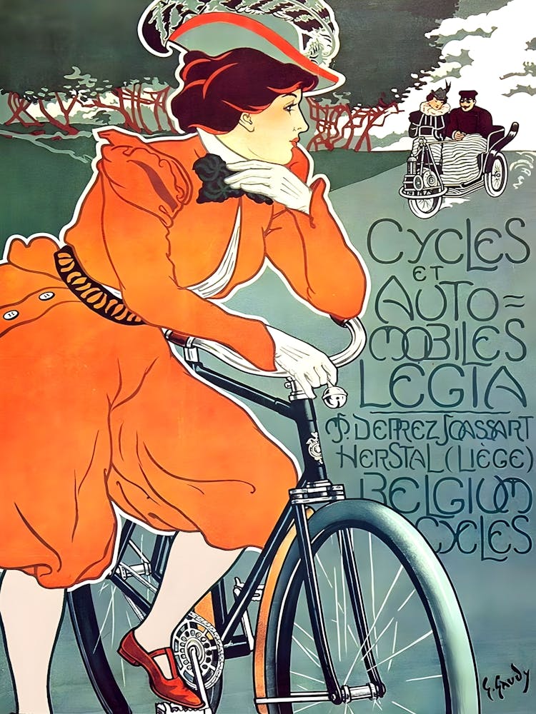 Bicycles And Cars, Vintage Advertisement