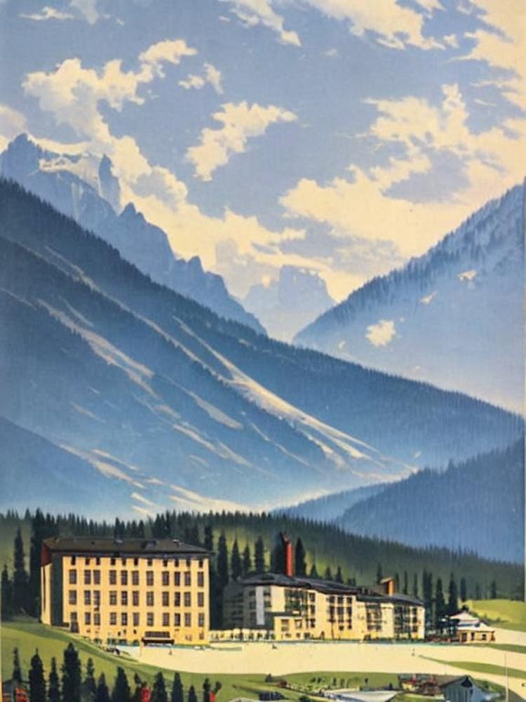 Bormio, Italy Ski Resort Vintage Landscape 1 Skiing Poster