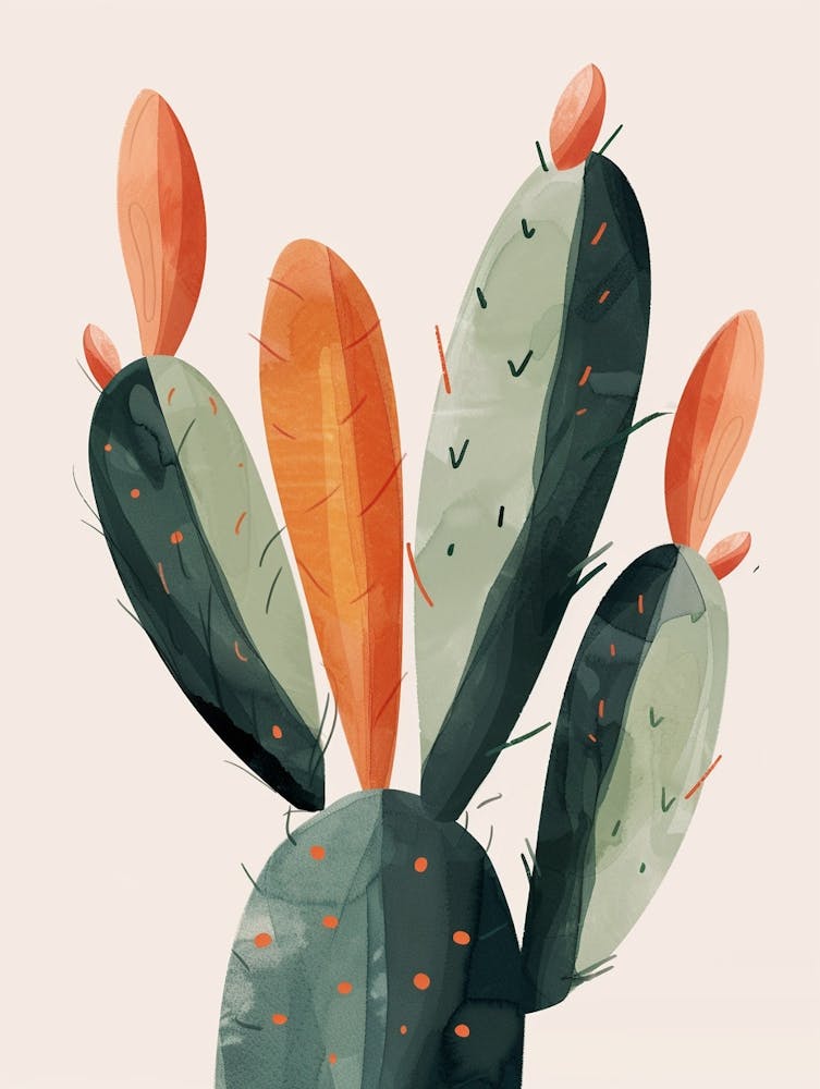 Bunny Ear Cactus Minimalist Abstract Illustration 4