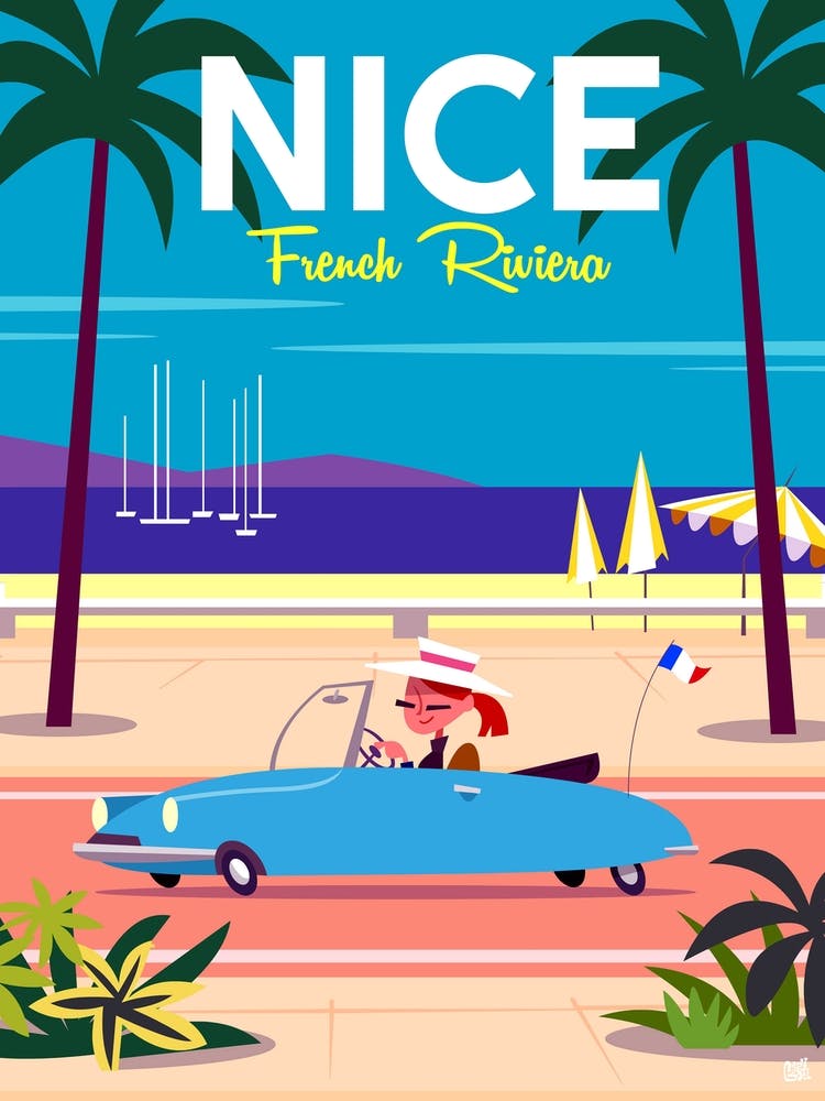 Nice French Riviera Poster Colourful