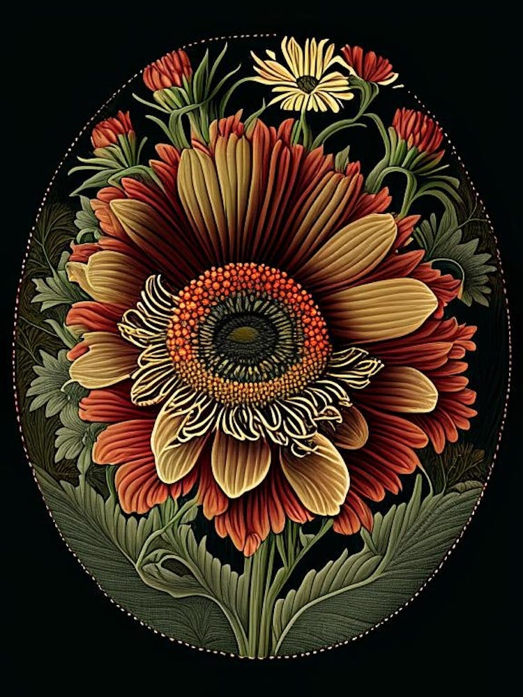 Gerbera 2 Floral Botanical Vintage Poster Flower