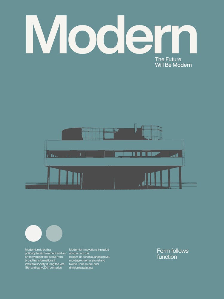 Modern Poster Modernism Minimal Graphic Architecture Bauhaus Villa Savoye Le Corbusier