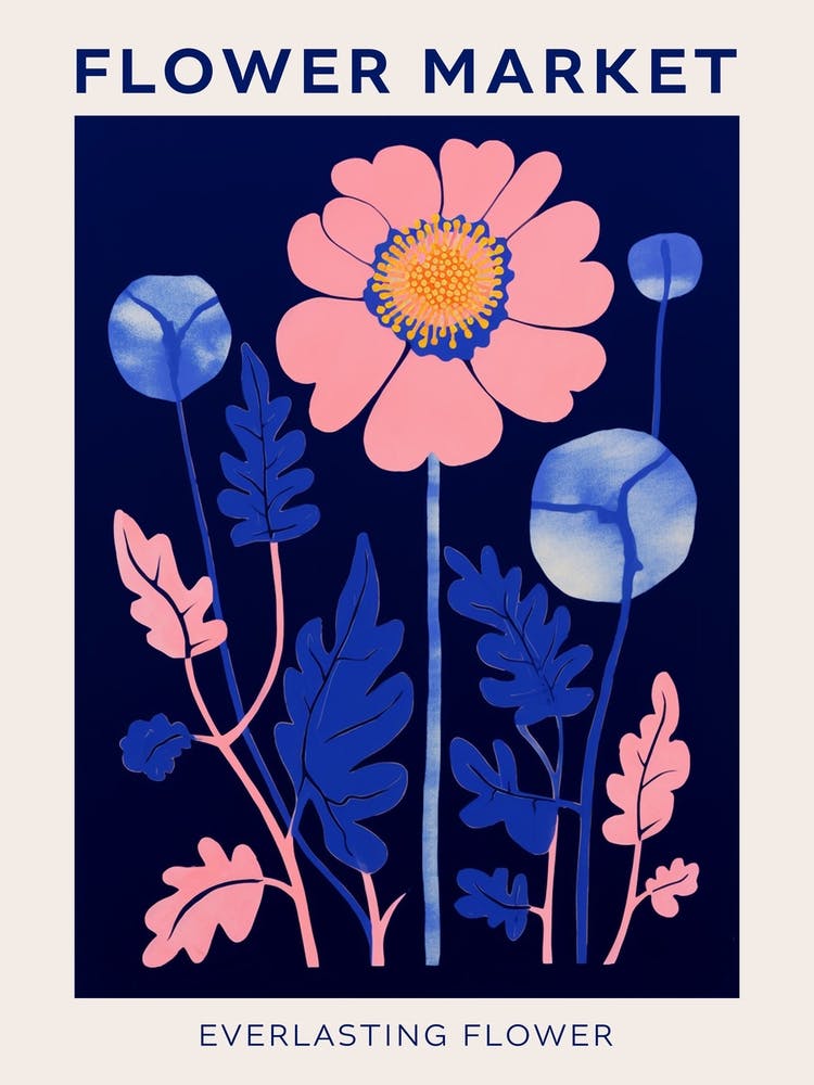 Blue Flower Market Poster Everlasting Flower Market Poster 4