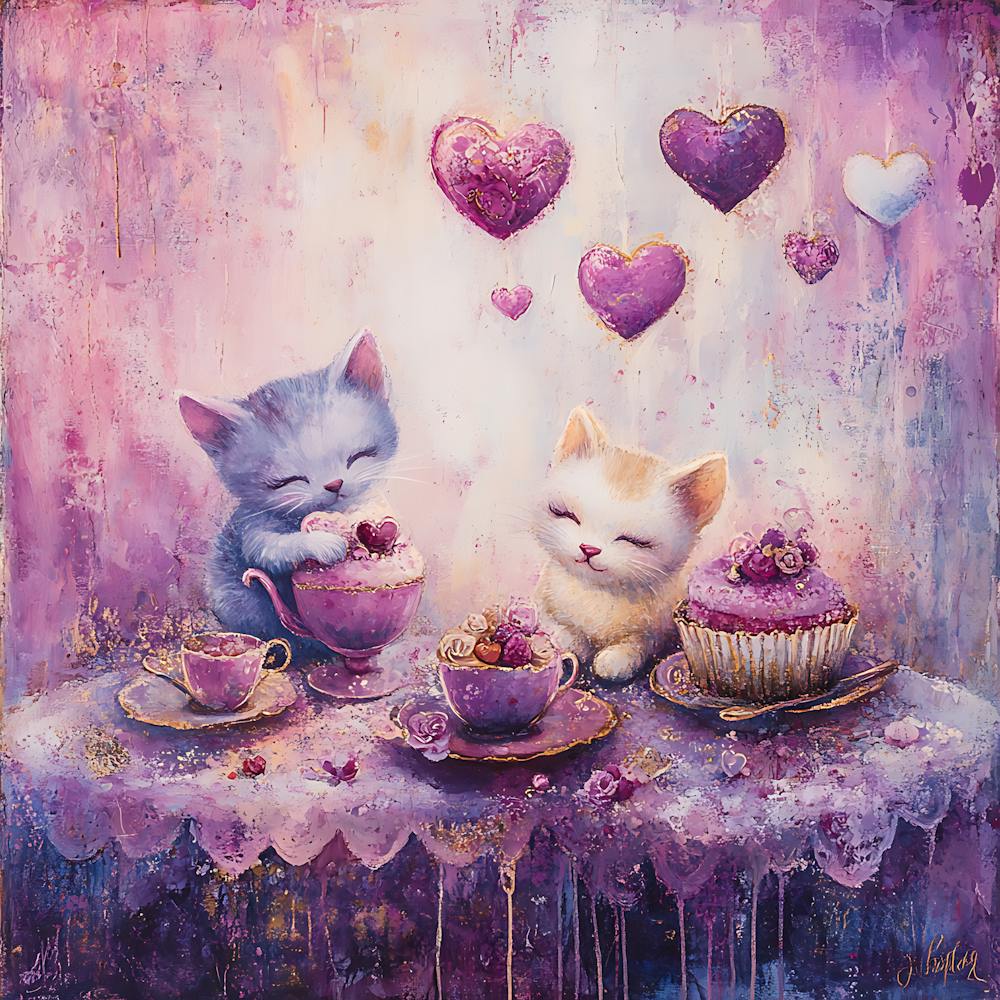 Deux chatons au thé