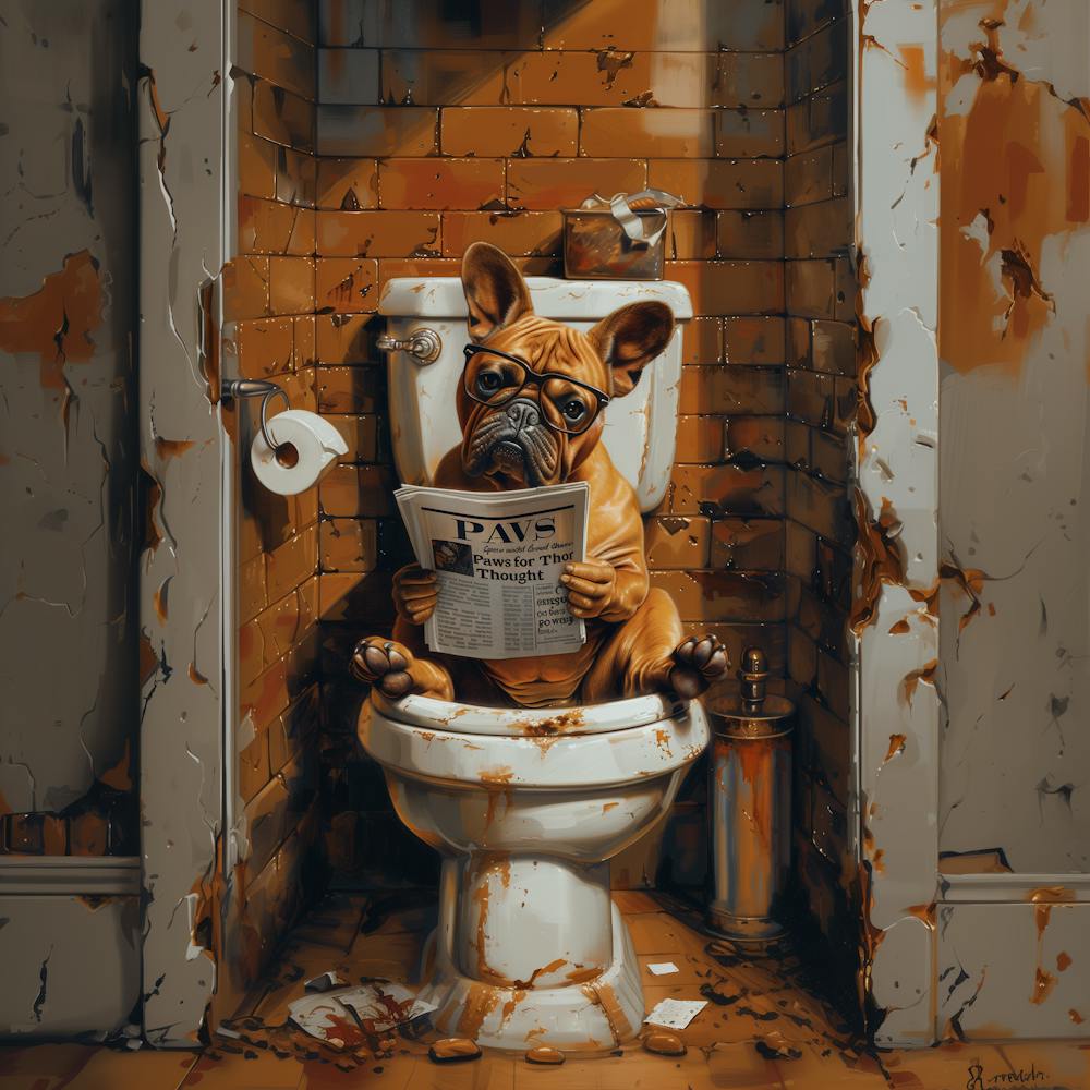 Bull Dog Reading Newspaper