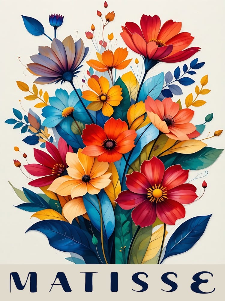 Henri Matisse Inspired Art - Vibrant Colorful Flowers 4
