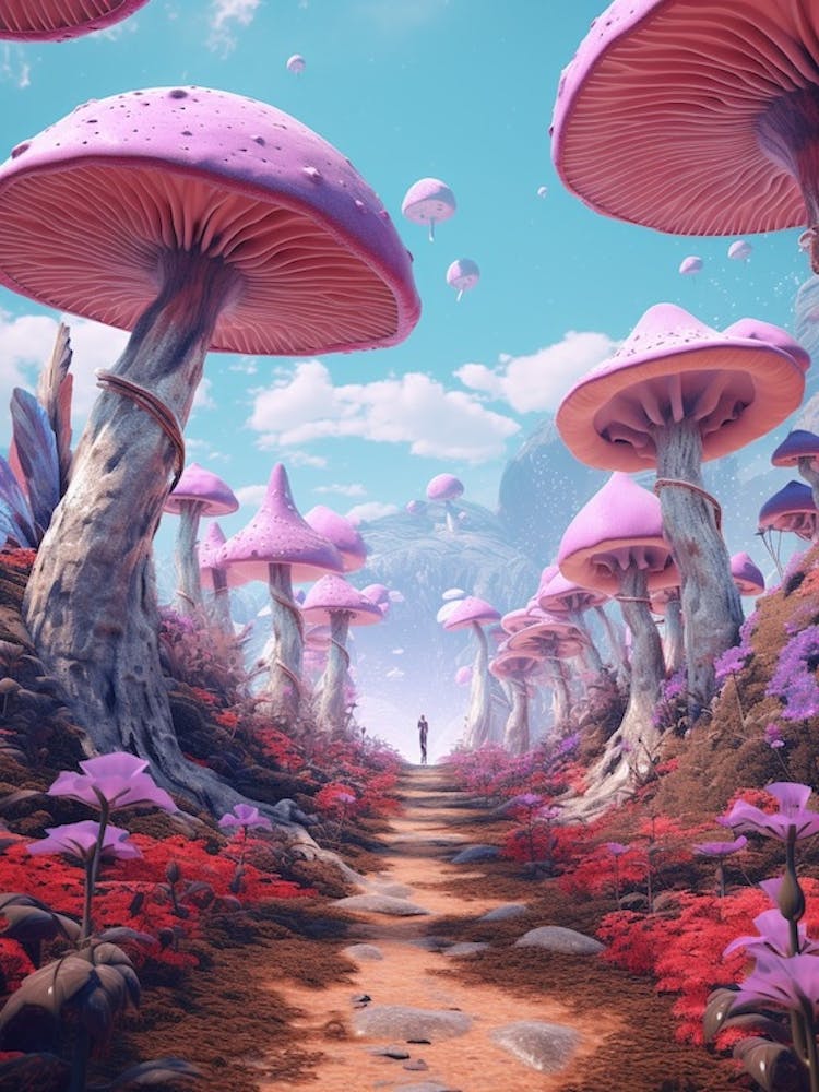 Pink Surreal Mushroom 6