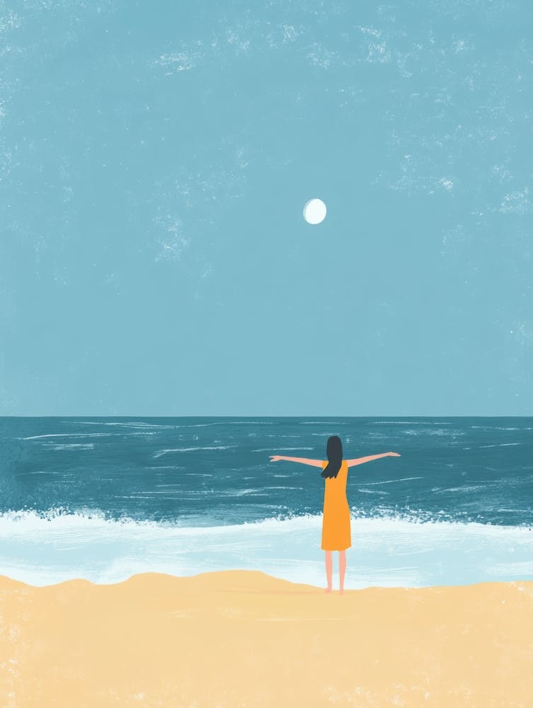 Girl Standing On The Beach