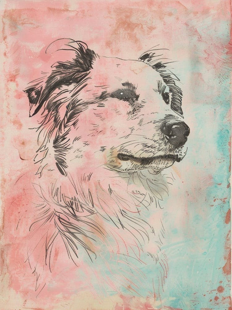 Colourful Polish Lowland Sheepdog Dog Line Illustration 3