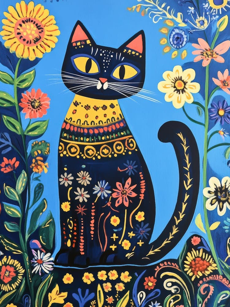 Cat In Flowers