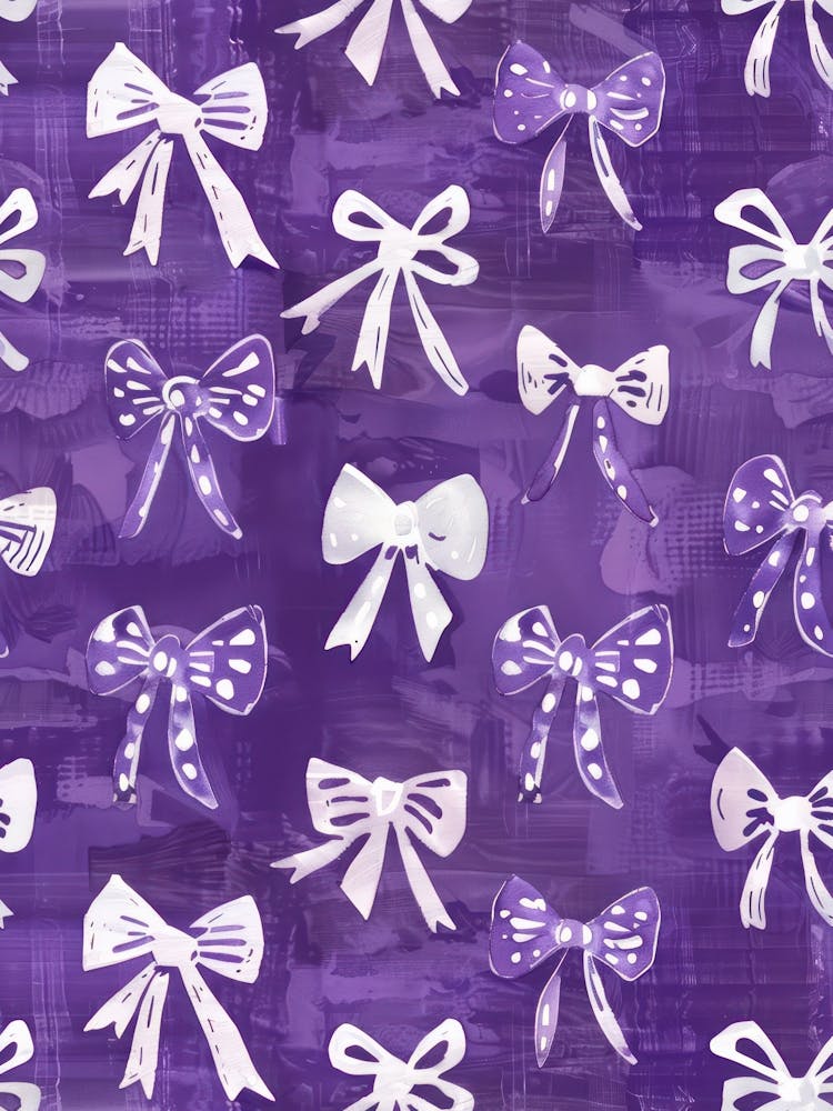 White And Purle Bows 1 Pattern