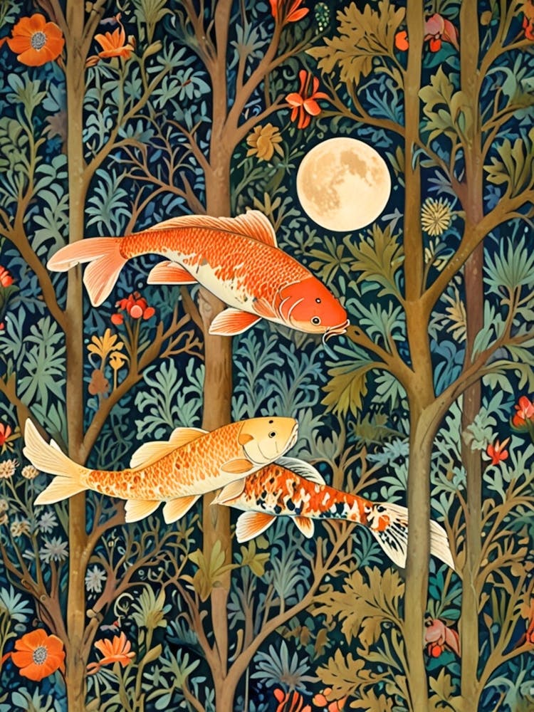 William Morris Koi Fish In The Forest