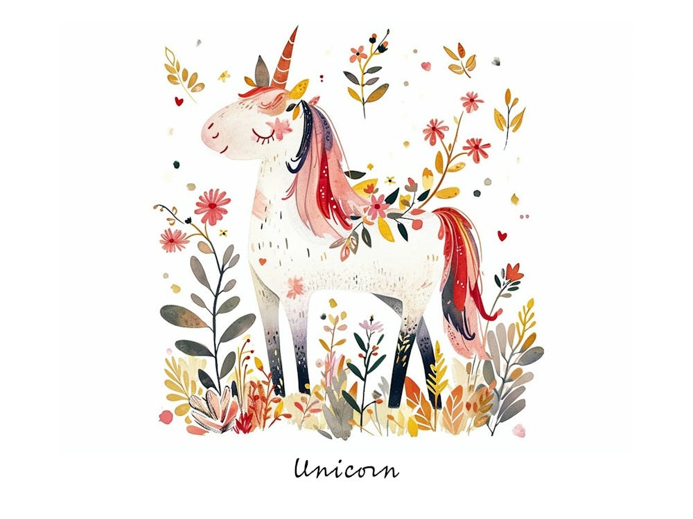 Kleines Blumen-Einhorn-Poster