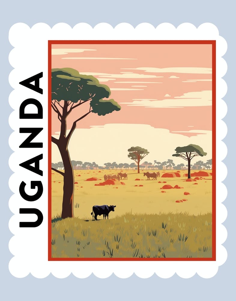 Uganda Travel Stamp Poster