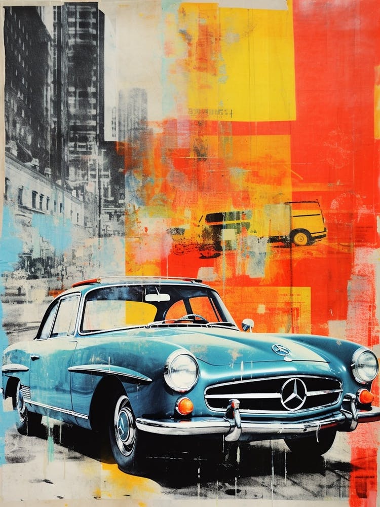 Classic Car Pop Art Risograph Inspired 1