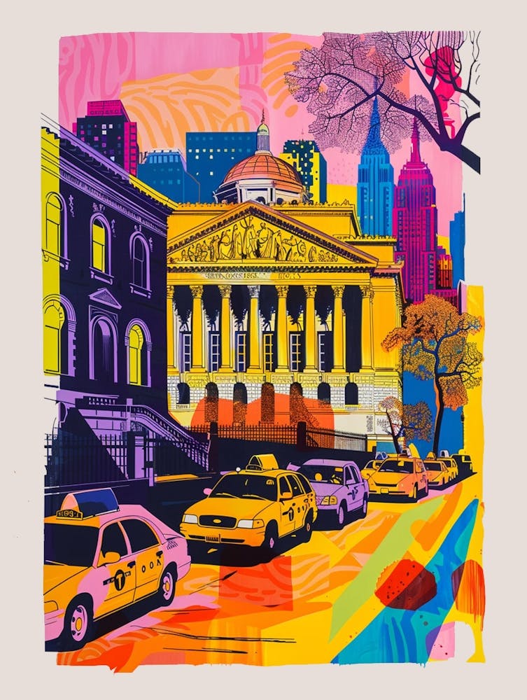 The Brooklyn Museum New York Colourful Silkscreen Illustration 3