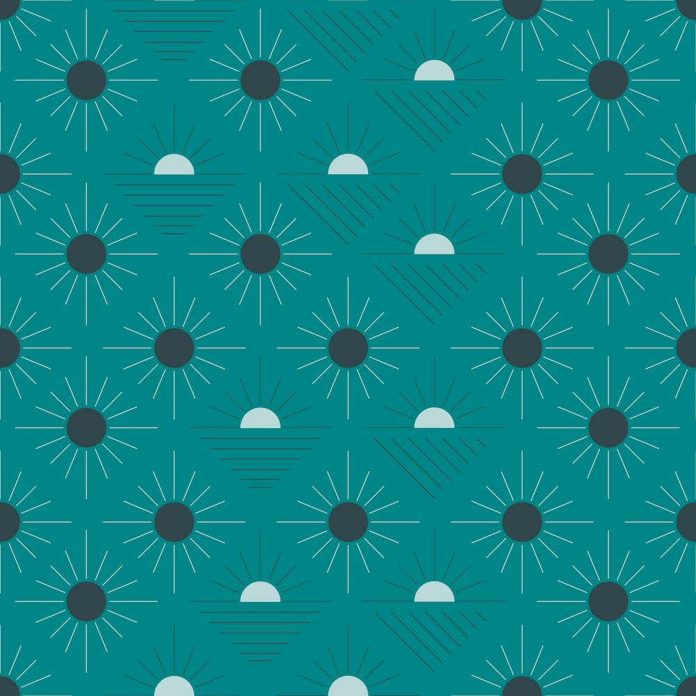 Geometric Pattern With Suns On Green Square